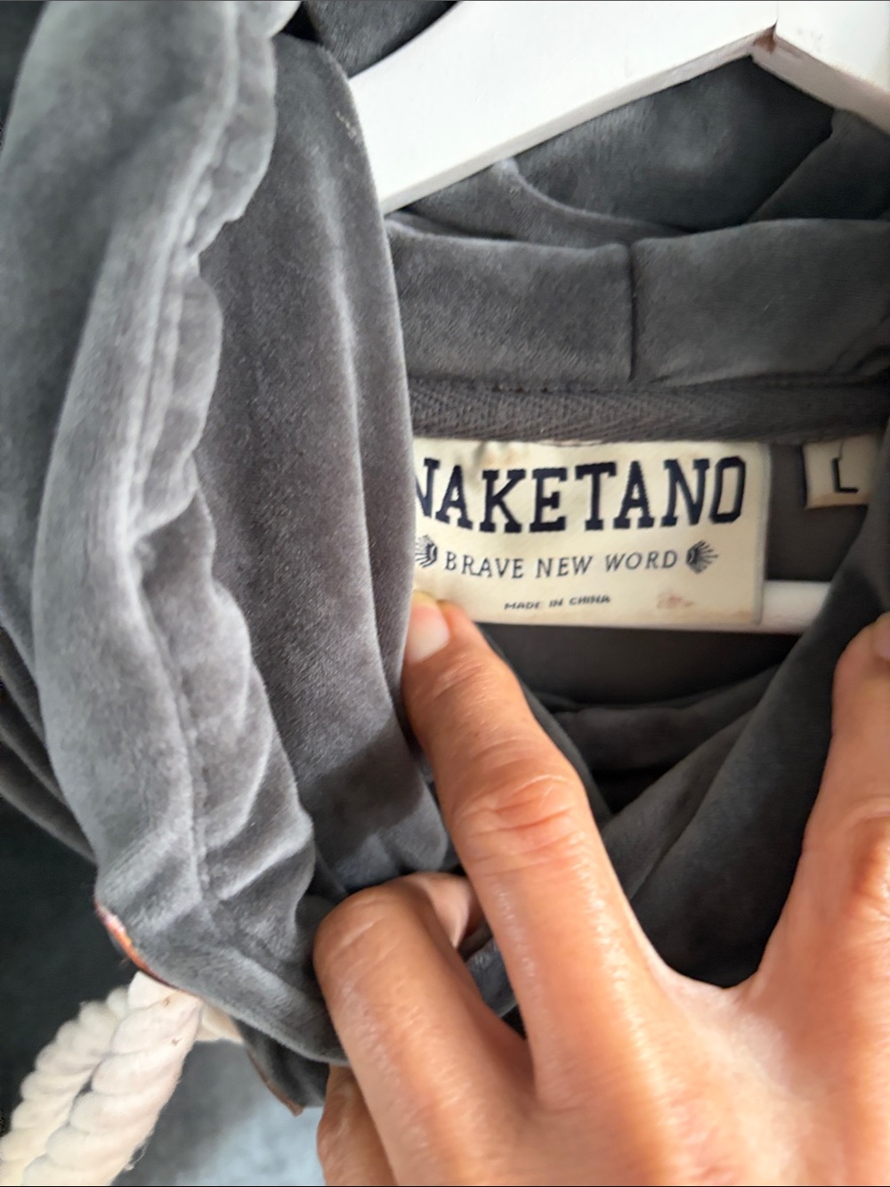 Naketano Velvet Funnel Neck Pullover Sweater - Gray - Picture 5 of 11